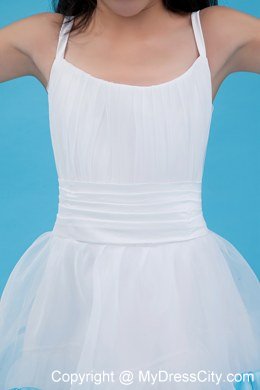 Ankle-length A-line Organza Straps Flower Girl Dress in White