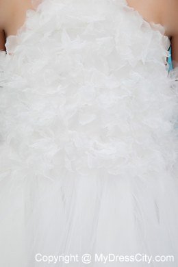 Halter Tulle White A-line Short Appliques Flower Girl Dress