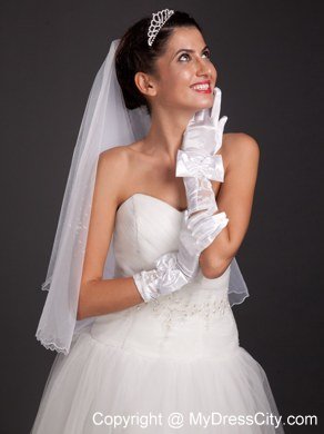 Pretty Bowknot Fingertips Satin Wrist Length Bridal Gloves