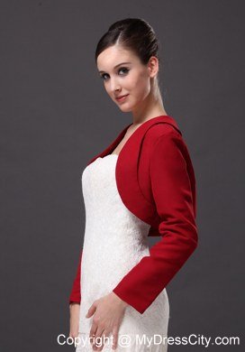 Red Satin Long Sleeves Jacket For Wedding Party