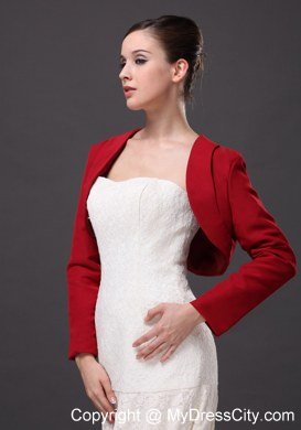 Red Satin Long Sleeves Jacket For Wedding Party