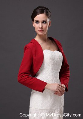 Red Satin Long Sleeves Jacket For Wedding Party