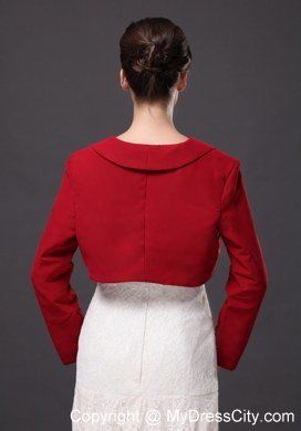 Red Satin Long Sleeves Jacket For Wedding Party