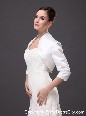 1/2 Sleeves Classical High-neck Satin Jacket For Wedding and Other Occasion