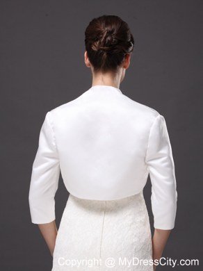 1/2 Sleeves Classical High-neck Satin Jacket For Wedding and Other Occasion