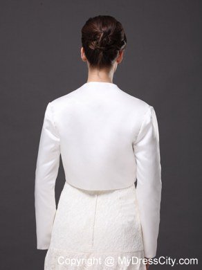 White Satin Jacket For Wedding and Other Occasion With Long Sleeves