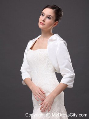 Hot Selling White Satin 3/4 Sleeves Jacket