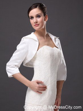 Hot Selling White Satin 3/4 Sleeves Jacket