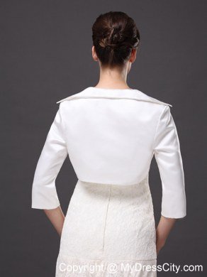 Hot Selling White Satin 3/4 Sleeves Jacket