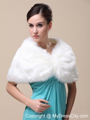 Unique Rabbit Fur Special Occasion / Wedding Shawl In Ivory With V-neck