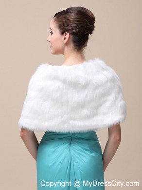 Unique Rabbit Fur Special Occasion / Wedding Shawl In Ivory With V-neck