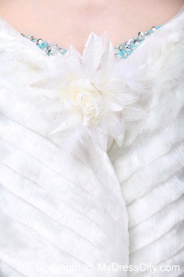 Faux Fur Special Occasion / Wedding Shawl With Hand Made Flower Front