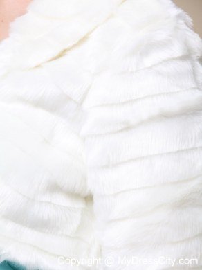 Faux Fur Special Occasion / Wedding Jacket In Ivory With 1/2 Length Sleeves