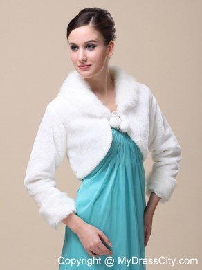 Romantic Fox Fringed Fur Special Jacket In Ivory With High-neck