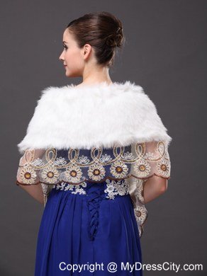 Lace V-Neck Faux Fur Stylish White Formal Occasions Wraps / Shawls