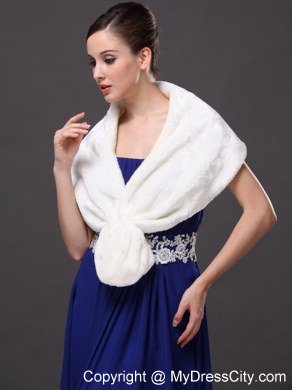 Faux Fur Fashionable V-Neck White Wedding Party and Prom or Cocktail Wedding Wrap