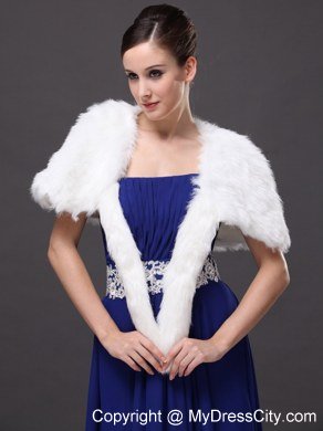 Faux Fur Wedding Affordable Short Sleeves Prom And Wedding Party Jacket White