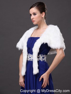 Faux Fur Wedding Affordable Short Sleeves Prom And Wedding Party Jacket White