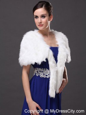 Faux Fur Wedding Affordable Short Sleeves Prom And Wedding Party Jacket White