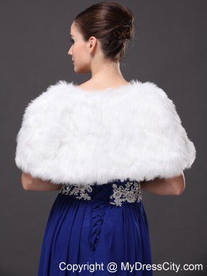 Faux Fur Wedding Affordable Short Sleeves Prom And Wedding Party Jacket White