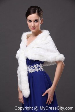 Faux Fur Elegant V-Neck White Faux Fur Wedding Party Wedding Wrap