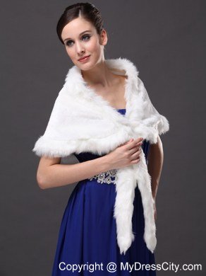 Faux Fur Elegant V-Neck White Faux Fur Wedding Party Wedding Wrap