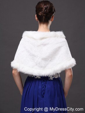 Faux Fur Elegant V-Neck White Faux Fur Wedding Party Wedding Wrap