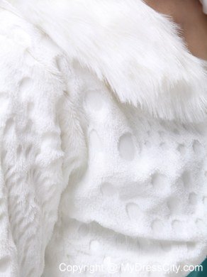 Faux Fur Special Occasion / Wedding Jacket With Long Sleeves and Fold-over Collar