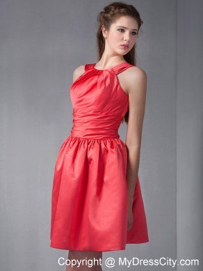 Mini-length Scoop Ruched Back Out Bridesmaids Dresses