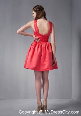 Mini-length Scoop Ruched Back Out Bridesmaids Dresses