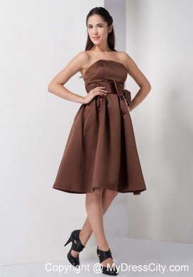 A-line Strapless Junior Bridesmaid Dress with Ruched Bowknot