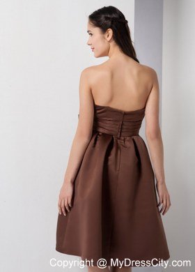 A-line Strapless Junior Bridesmaid Dress with Ruched Bowknot