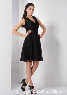 Beautiful Black A-line V-neck Knee-length Maid of Honor Dress