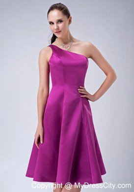 Knee-length A-line One Shoulder Bridesmaids Dresses For Lady