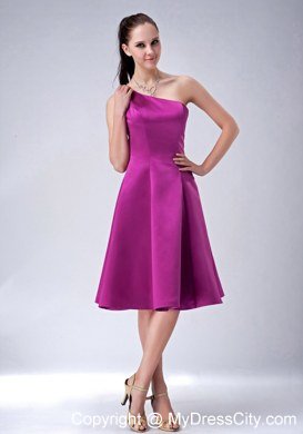 Knee-length A-line One Shoulder Bridesmaids Dresses For Lady