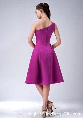 Knee-length A-line One Shoulder Bridesmaids Dresses For Lady