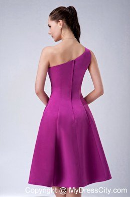 Knee-length A-line One Shoulder Bridesmaids Dresses For Lady