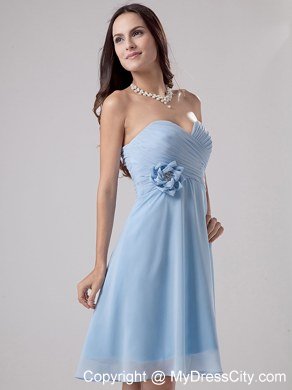 Hand Made Flower and Ruching Knee-length Bridesmaid Dress