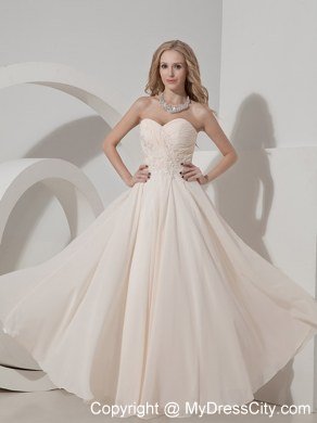 Champagne Column Sweetheart Chiffon Bridesmaid Dress with Appliques