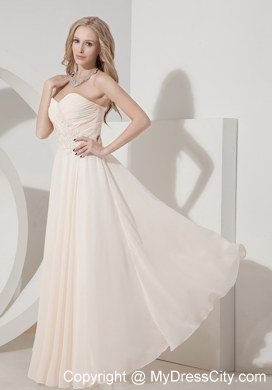 Champagne Column Sweetheart Chiffon Bridesmaid Dress with Appliques