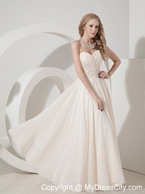 Champagne Column Sweetheart Chiffon Bridesmaid Dress with Appliques