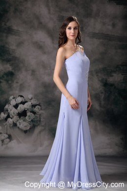 Lilac V-neck Strapless Floor-length Bridesmaid Dress with Appliques