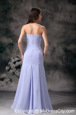 Lilac V-neck Strapless Floor-length Bridesmaid Dress with Appliques