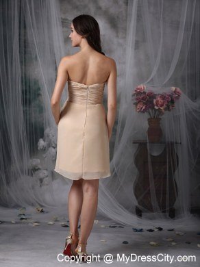 Champagne Sheath Mini-length Chiffon Ruches Junior Bridesmaid Dress