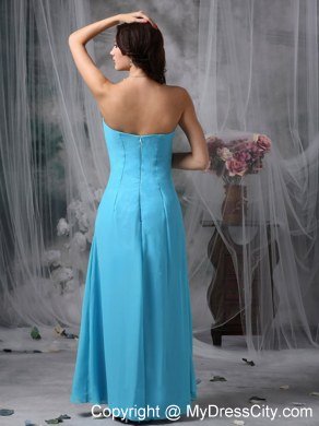 Baby Blue Empire Strapless Bridesmaid Dress Chiffon Floor-length