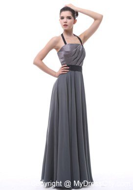 Grey Empire Halter Top Ruch Black Belt Junior Bridesmaid Dress