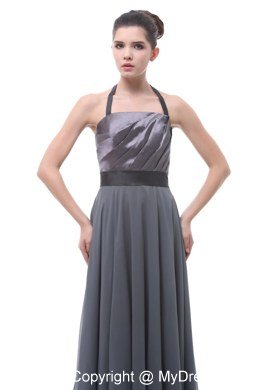 Grey Empire Halter Top Ruch Black Belt Junior Bridesmaid Dress