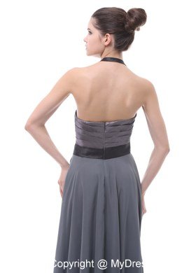 Grey Empire Halter Top Ruch Black Belt Junior Bridesmaid Dress