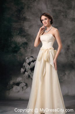 Light Yellow Empire Floor-length Chiffon Sashes Bridesmaid Dress