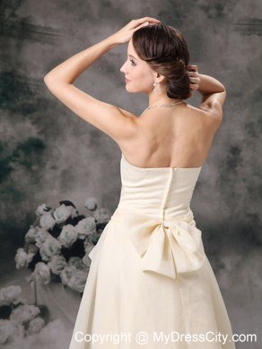 Light Yellow Empire Floor-length Chiffon Sashes Bridesmaid Dress